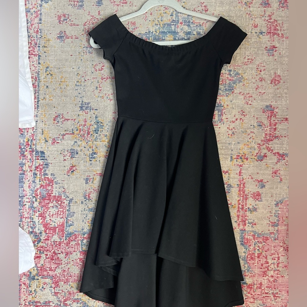 Black low high flowy dress